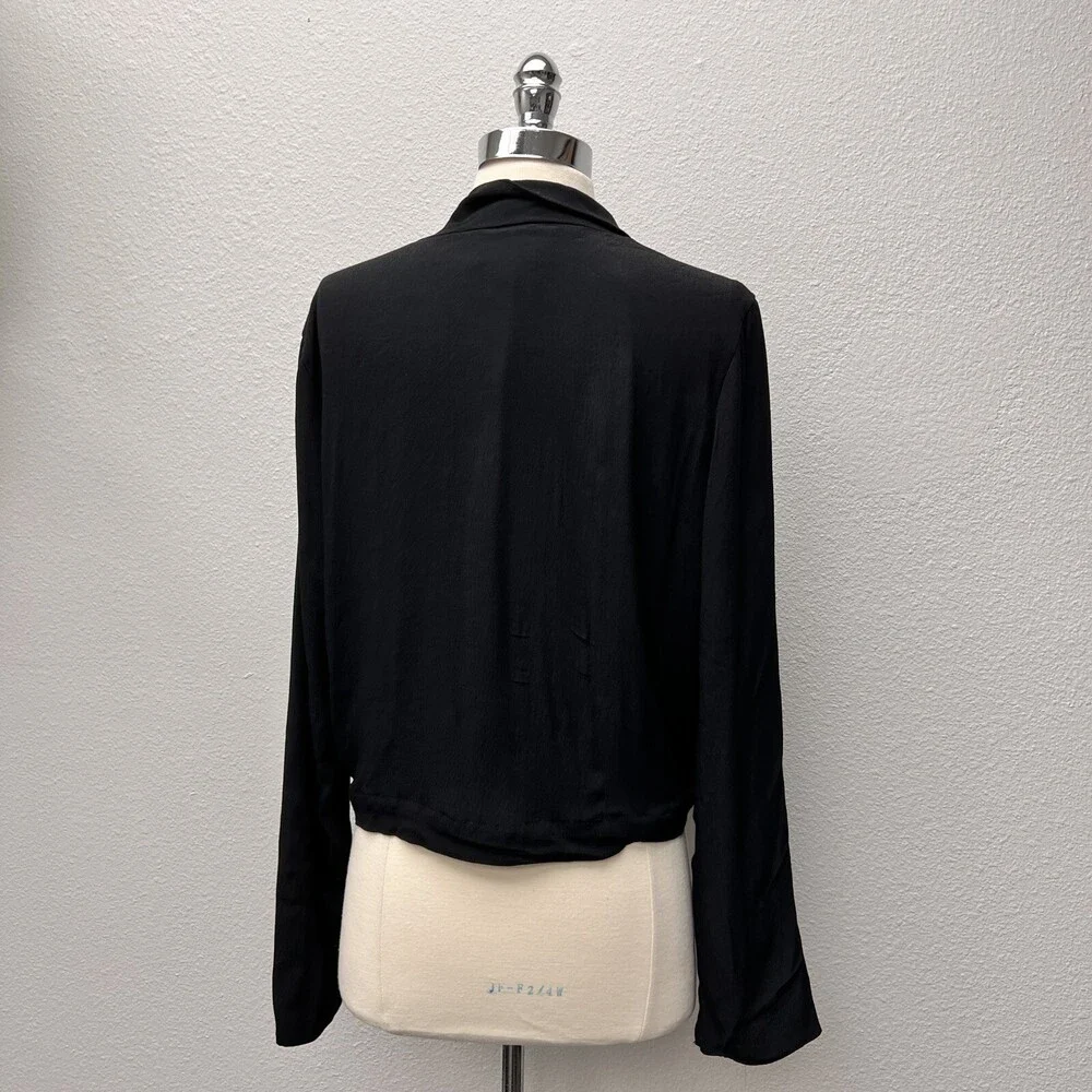 Anthropologie Ett Twa Black Summer Blazer Wrap Top Women's Size 10 Viscose‎ - Picture 7 of 8